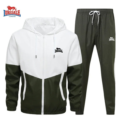 Spring and Autumn Men's Embroidered Hooded Sports and Leisure Set New Fashion Jacket and Pants 2-piece Hip Hop Sports Set.