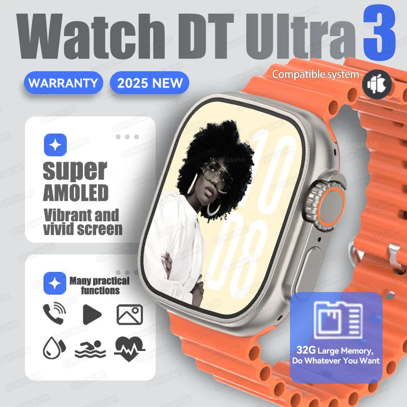DT Ultra 3 Smartwatch Amoled Screen 4GB MP3 MP4 Player Bluetooth Network Sharing APP Store ChatGPT Smart AI Watch Men Sportwatch