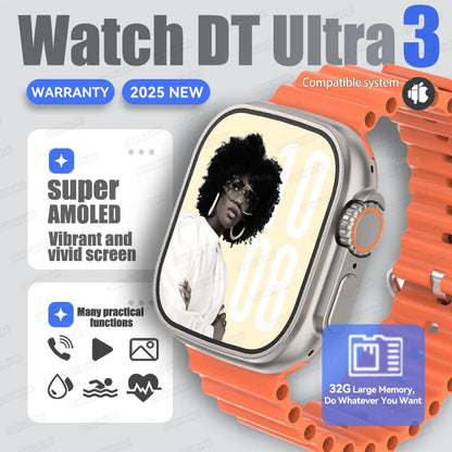 DT Ultra 3 Smartwatch Amoled Screen 4GB MP3 MP4 Player Bluetooth Network Sharing APP Store ChatGPT Smart AI Watch Men Sportwatch