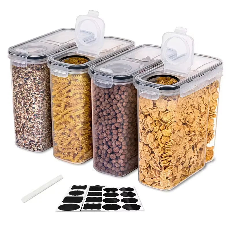 4PCS Kitchen Food Storage Tank Miscellaneous Grain Storage Box 2.5L/4L Set Transparent PP Sealed and Waterproof Storage Tank..