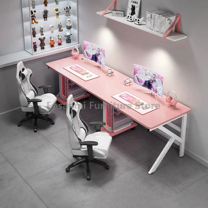 Großer 2-Personen-Gamer-PC-Schreibtisch mit K-förmigen Beinen, moderner Büro-Doppelcomputer-Schreibtische, geräumiger langer Gaming-Tisch für Zuhause und Arbeitszimmer für zwei Personen