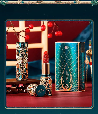 Chinoiserie Carving Lipstick Waterproof Long Lasting Women Velvet Lip Glaze Sexy Women Lip Tint Mud Cosmetics For Gifts