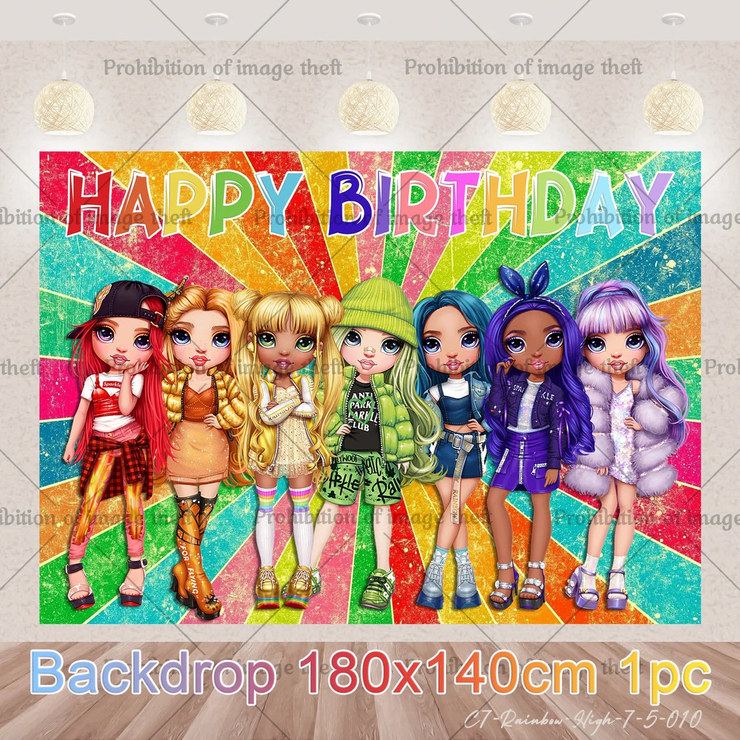 Cartoon Regenbogen Puppe High School Thema Hintergrund Geburtstag Party Dekoration Lieferungen Einweg Tasse Besteck Ballon Baby Geschenk