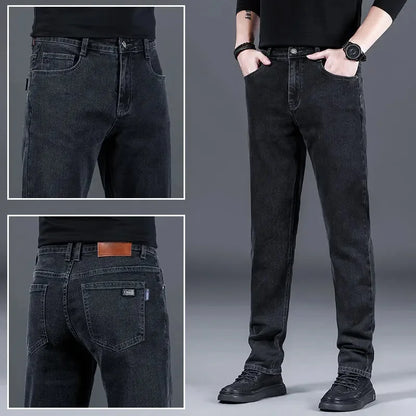 Fashionable Casual Men's Jeans Slim Straight Long Pants Versatile Spring Autumn Winter New Style High Waist Trousers.