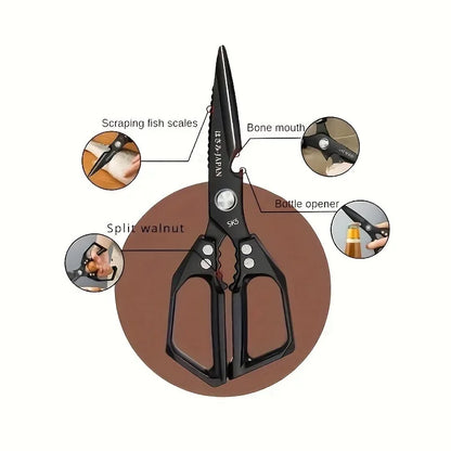 High Quality Multifunctional Kitchen Scissors Chicken Bone Scissors Fish Scale Scraper Bottle Opener Walnut Clip Kitchen Knife.