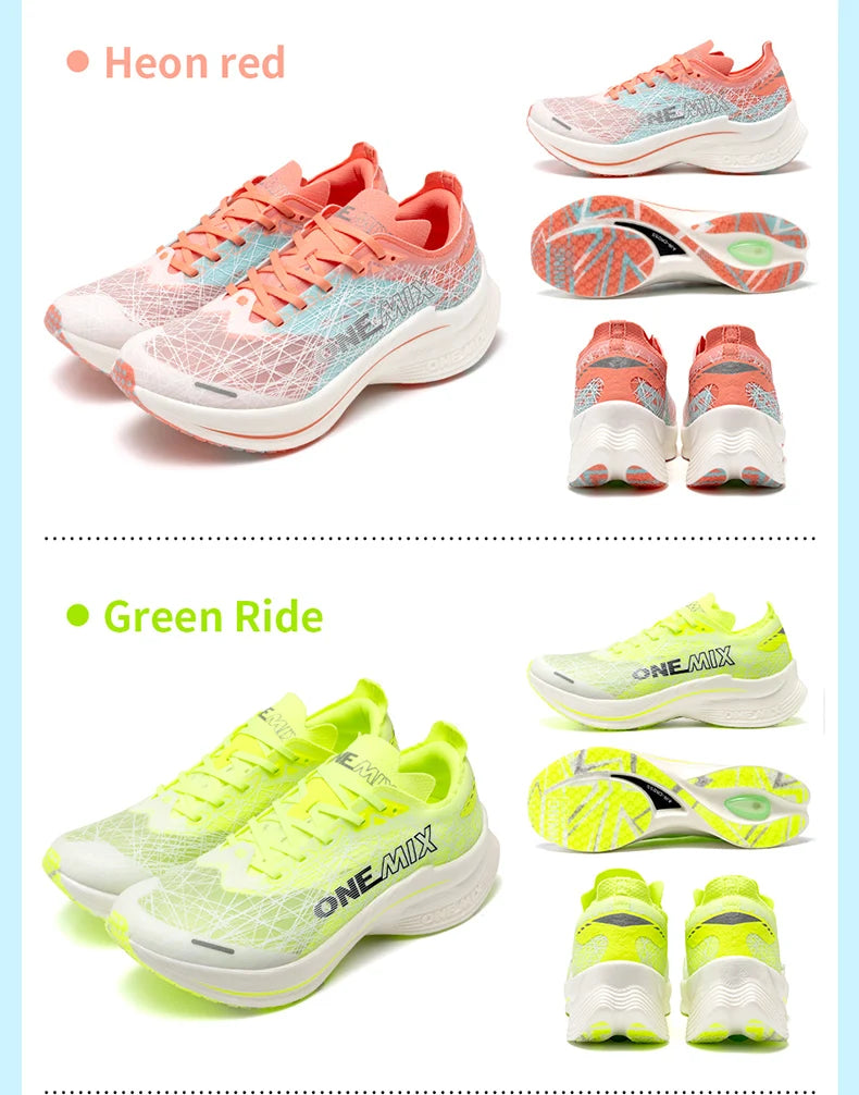 ONEMIX Marathon Carbon Plate Running Shoes Shock Absorption Ultra-light Sports Shoes Rebound Technology Outdoor Men Sneakers