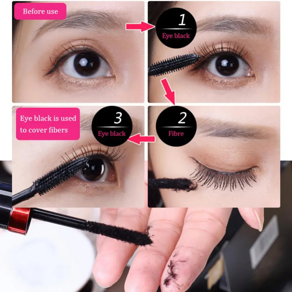 Fiber Silk Mascara Set Double Tube Natural Waterproof Dense Long Lasting No Halo Dye Mascara Beauty Makeup Extension Cream.