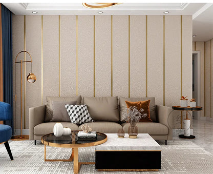 Hirschhaut Samt horizontal gestreifte Tapete Wohnzimmer Schlafzimmer gestreifte Film- und Fernsehwand 3D-Relief verdickte Tapete