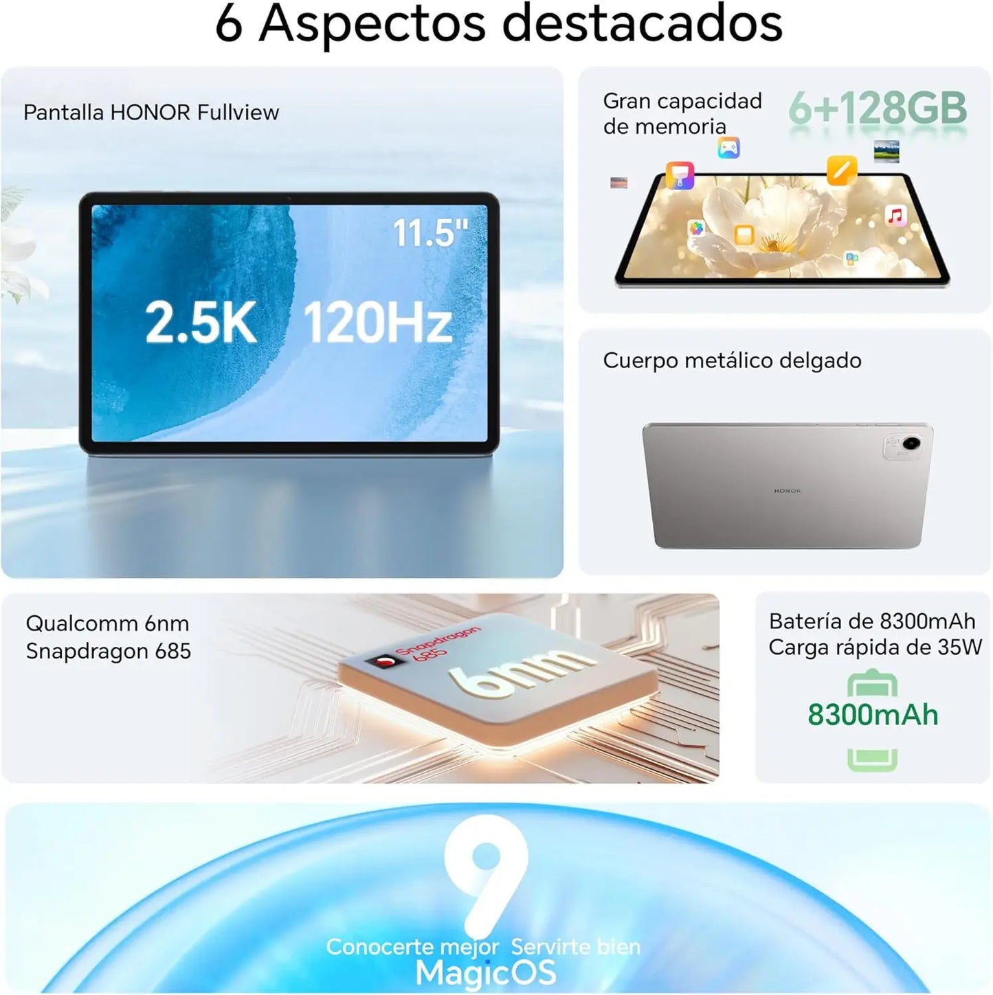 HONOR Pad X9a 11.5 Inches, 120Hz 2.5K Display, 6GB/128GB WiFi, 8300mAh Battery Tablet without Charger Qualcomm Snapdragon 685.