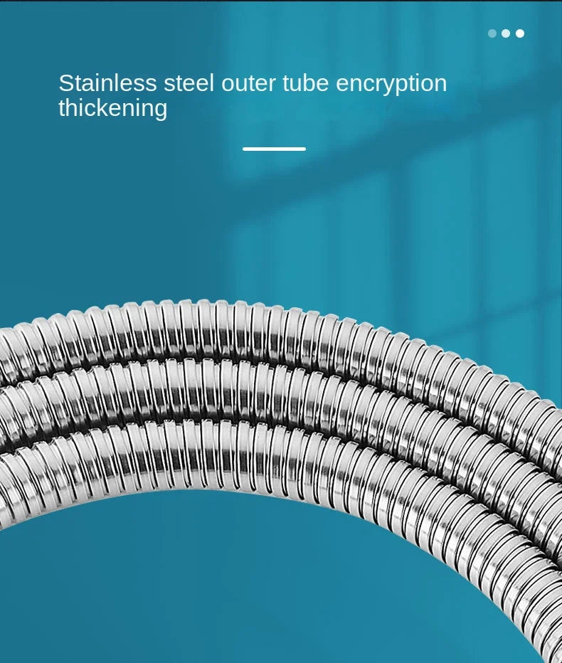 Shower Hose 1.5/2M Black/Silver Flexible Shower Hose Stainless Steel Long Bathroom Shower Pipe Extension Bathroom Accessories
