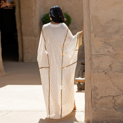 Women Muslim Hot Drill Long Dress Batwing Sleeve Abayas Dubai Loose Caftan Moroccan Kebaya Kaftan Turkey Islam Clothing Vestido.