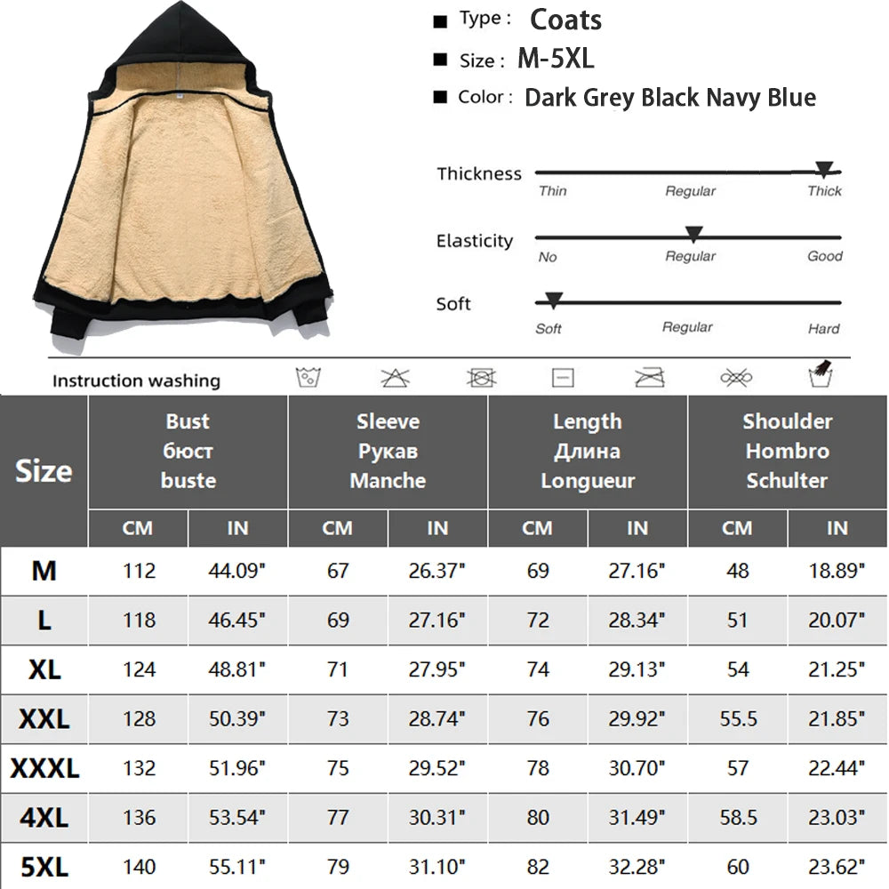 Winter Lambswool Coats Thicken Warm Jackets Long Sleeve Zipper Hoodies Casual Sports Fleece Black Coat Hooded Men Women Jacket.