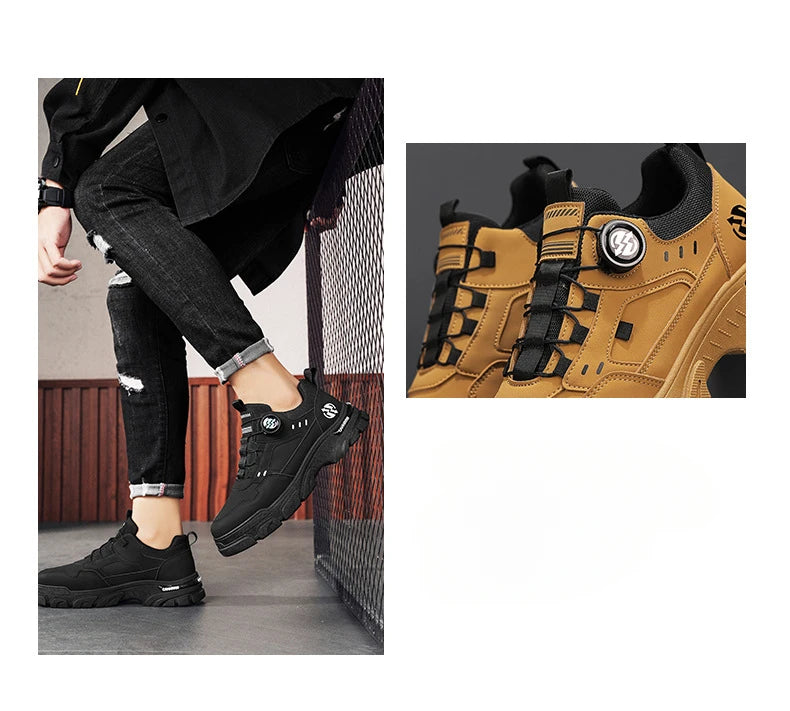 Men Sneakers Spring Autumn New High Top Men Casual Leathers Thick Soled Trendy Wear Resistant Short Boots Platform Sports Shoes.