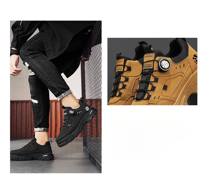 Men Sneakers Spring Autumn New High Top Men Casual Leathers Thick Soled Trendy Wear Resistant Short Boots Platform Sports Shoes.