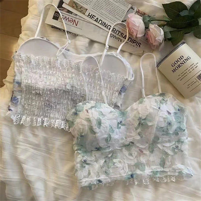 Sexy Lingerie Seamless Sport Bra Strapless Top Bra Girls Sunflower Lace Bras Push Up Bralette Brassiere for Women Underwear