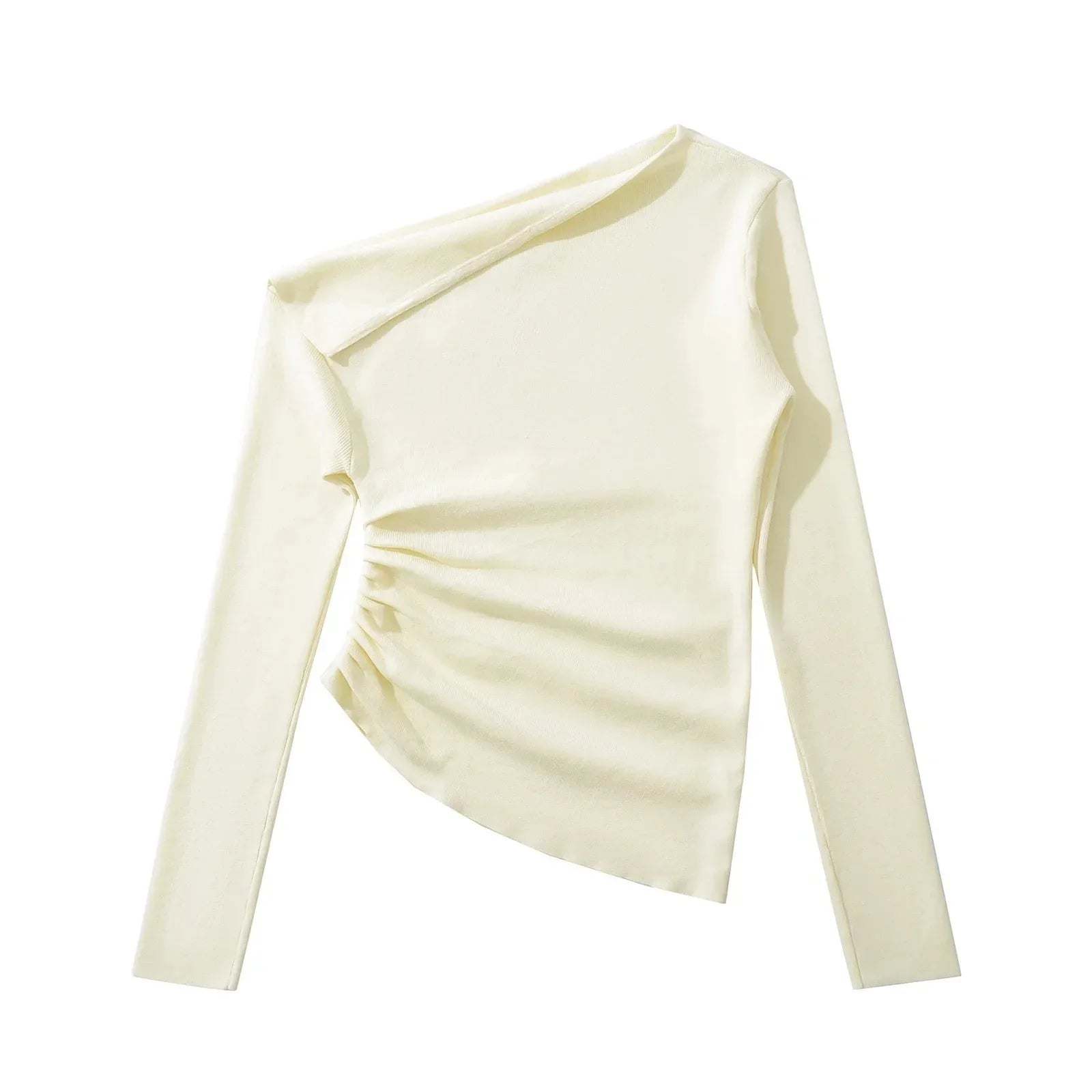 American Style One Shoulder Long Sleeve Women's T-shirt Autumn Pure Desire High-grade Slimming Personality Oblique Shoulder Base.