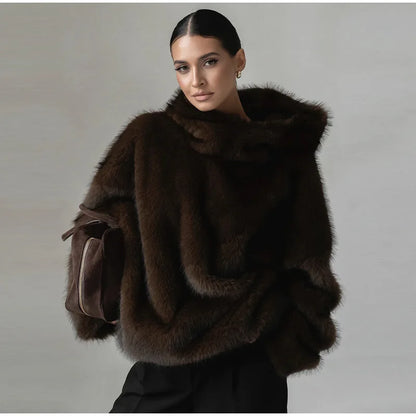 Chic Faux Pelz frauen Mäntel Elegante Revers Binden Gürtel Verdicken Volle Hülse Weibliche Jacken 2025, Herbst Winter Neue dame Streetwears