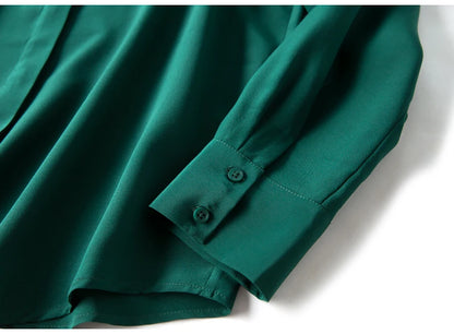 SuyaDream Damen-Seidenhemden, 100 % echte Seide, solide, langärmelige, schicke Blusen mit Knöpfen, 2025, Frühling, Sommer, Büro-Dame-Top, Weiß