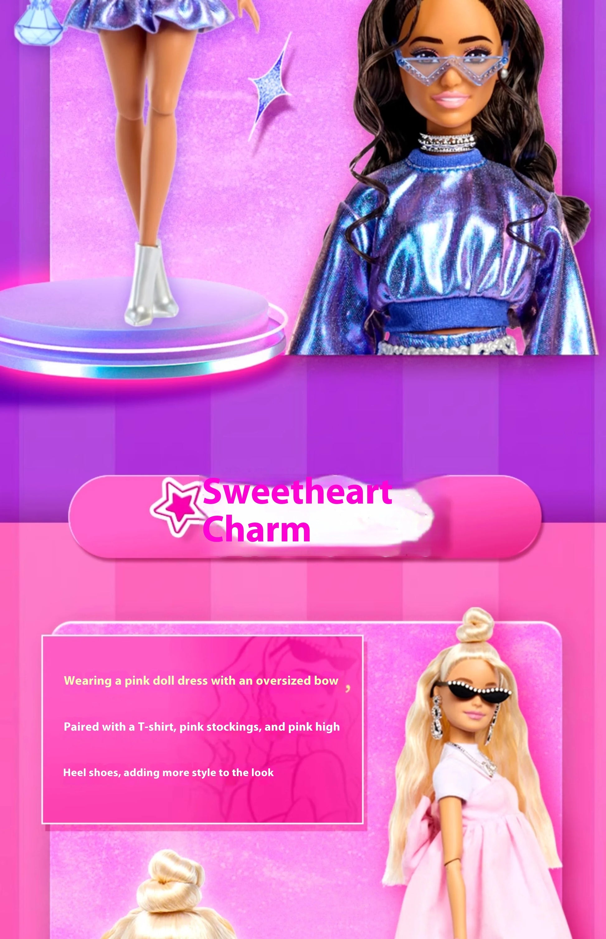 Genuine Barbie Deluxe Style Dolls Pink Dress Outfit Blond Hair Knot Bow Accessories Toys For Girls Sweet Birthday Gift In Stock.