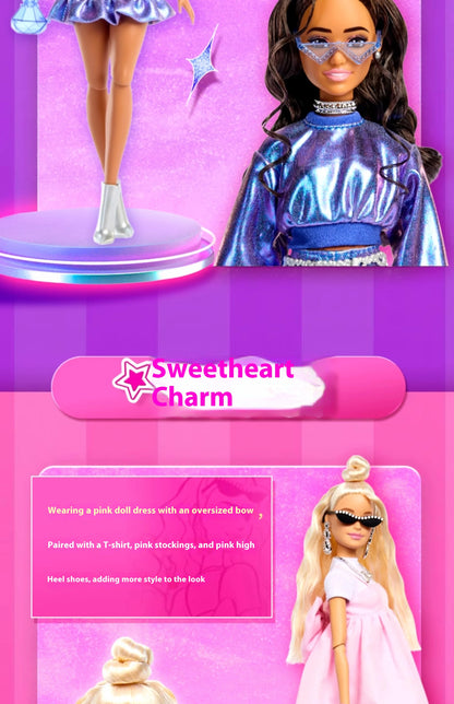 Genuine Barbie Deluxe Style Dolls Pink Dress Outfit Blond Hair Knot Bow Accessories Toys For Girls Sweet Birthday Gift In Stock.