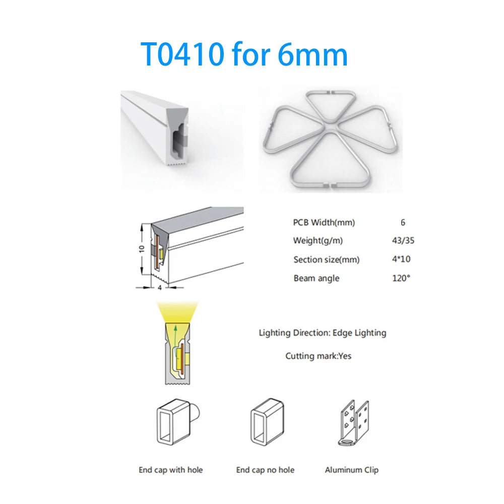 LED Silicone Neon Tube T0511 T0513 T0515 T0308 Flexible Protection Cover Transparent Matte Black Milky For 6-12mm WS2812  Strip.
