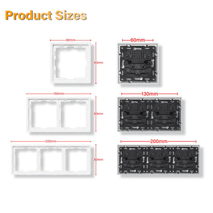 BSEED Einzel-EU-Steckdose, doppelwandige Steckdosen, dreifache Steckdosen, Kunststoffrahmen, 16 A, 80/150/220 mm Größe.