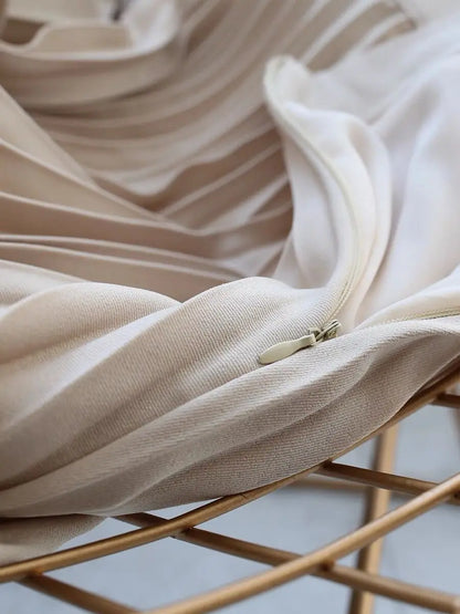 Brand Designer Women Spring Autumn Elegant Chic Solid Pleated Skirt High Waist Luxury Fashion With Elastic Female C-035.