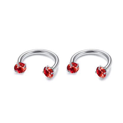 2Pcs 6/8/10mm Stainless Steel Zircon Piercings Earrings Horseshoe Ring Piercing Nose Ear Belly Rings Body Jewelry For Women/Men.