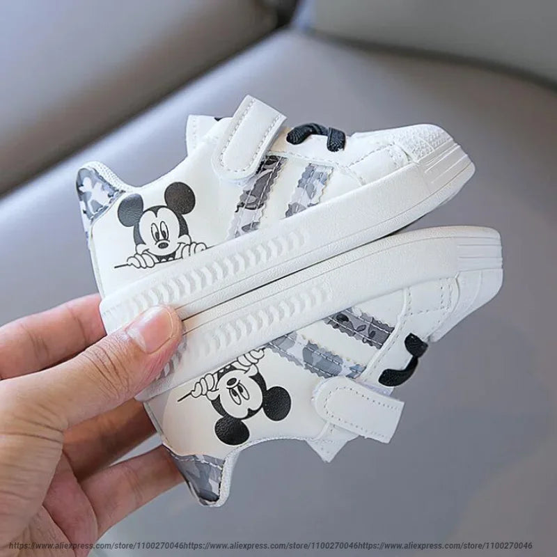 Disney White Casual Shoes For Baby Boy Girl Brand Children Sneaker Mickey Mouse Kids Sports Shoes Toddler Walking Shoes Size 25.