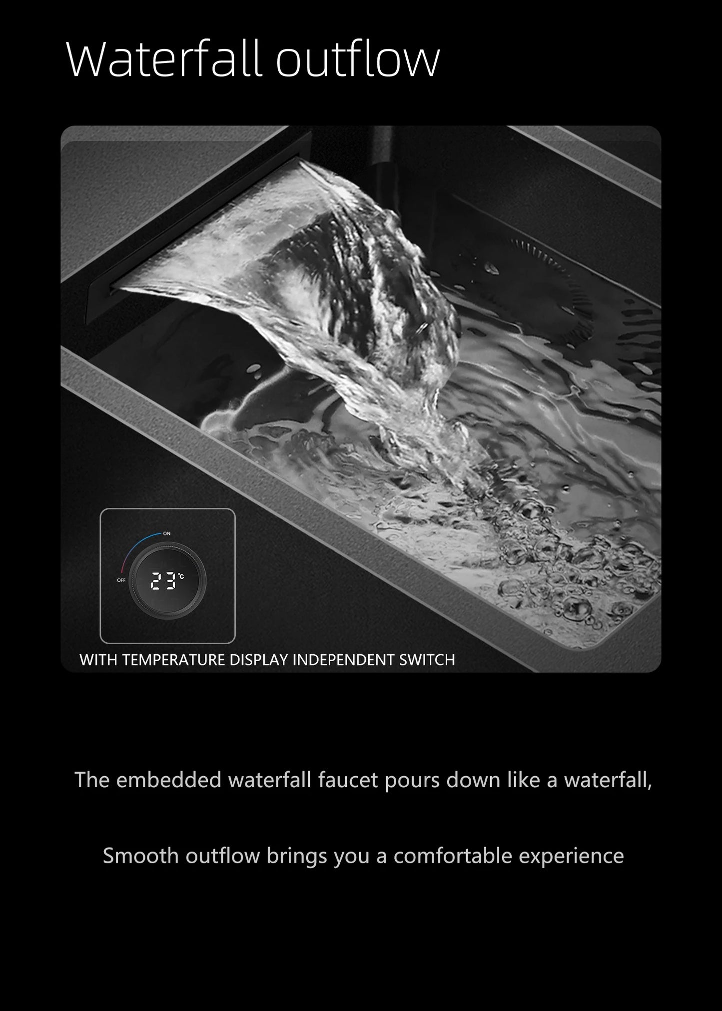 ASRAS Kitchen Sink Stainless Steel Nano Grey Kitchen Sink with Built-in Food Purifier, Hidden Cover & Adjustable Lift Faucet