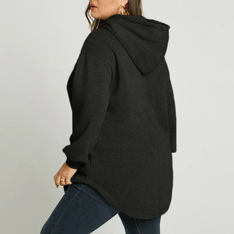 ZANZEA Plus Größe Sweatshirt 2025, Mode Herbst Winter Solide Frauen Warme Kapuze Tops Lose Beiläufige Pullover Langarm Hoodies.