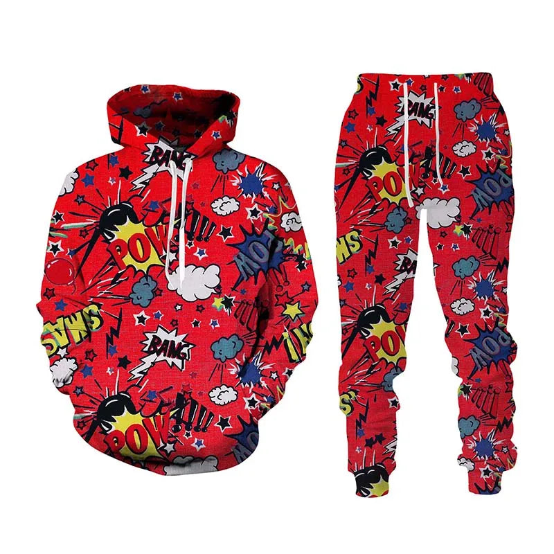 New Hip Hop 3d Cartoon Printed Tracksuit Set Man Woman Hoodie+pants 2pcs Sets Fashion Sportwear Spring Autumn Pullover Clothing.