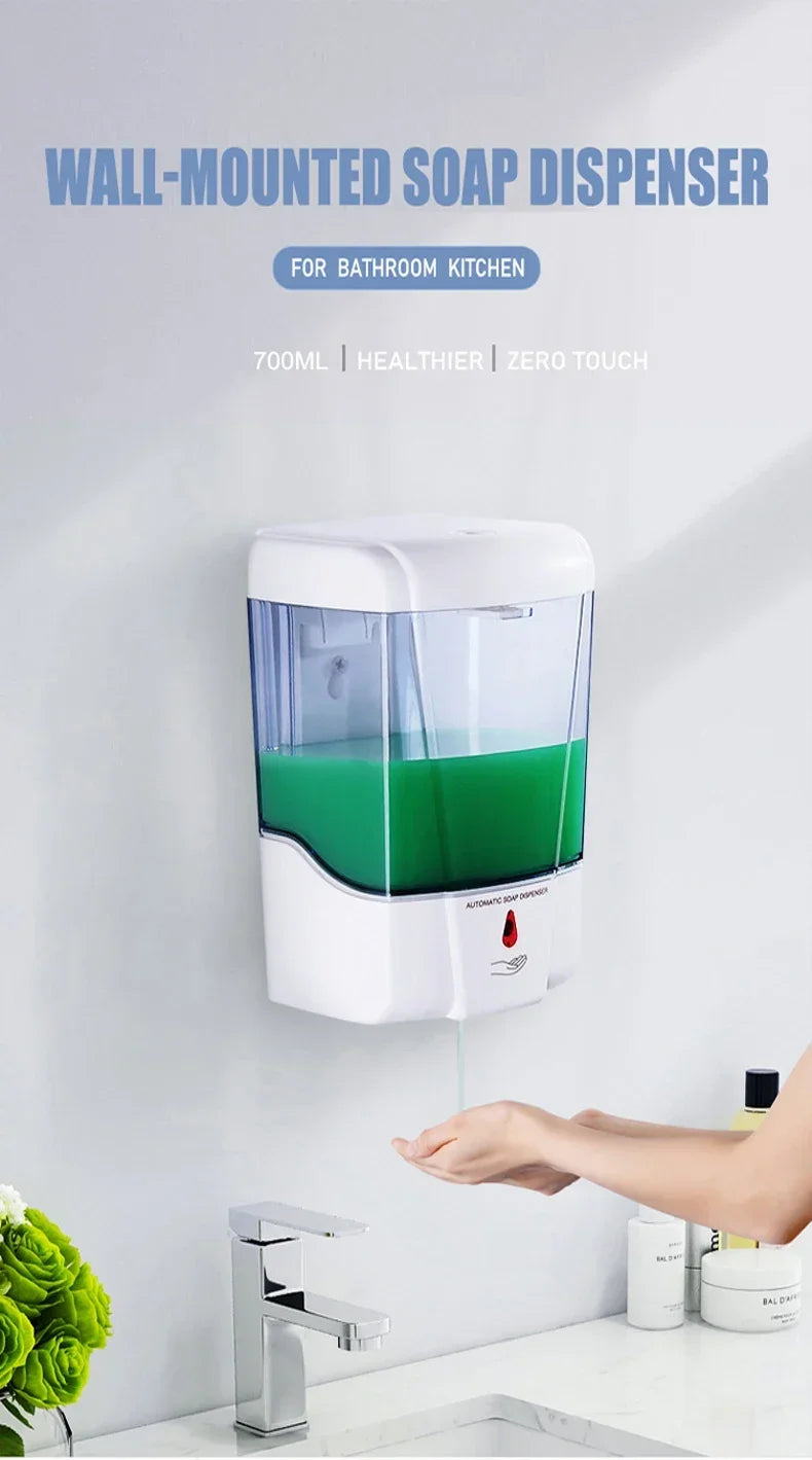 Automatischer berührungsloser Seifenspender 700 ml, wandmontierter, batteriebetriebener Sensor-Handwascher mit großem Fassungsvermögen für Badezimmer und Küche