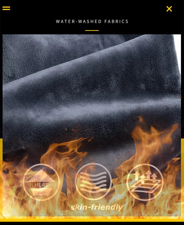 28-40 Large Size Winter Men Plush Thick Fleece Trouser Lambswool Thermal Jeans Casual Pants Windproof Warm Cotton Denim Pants.