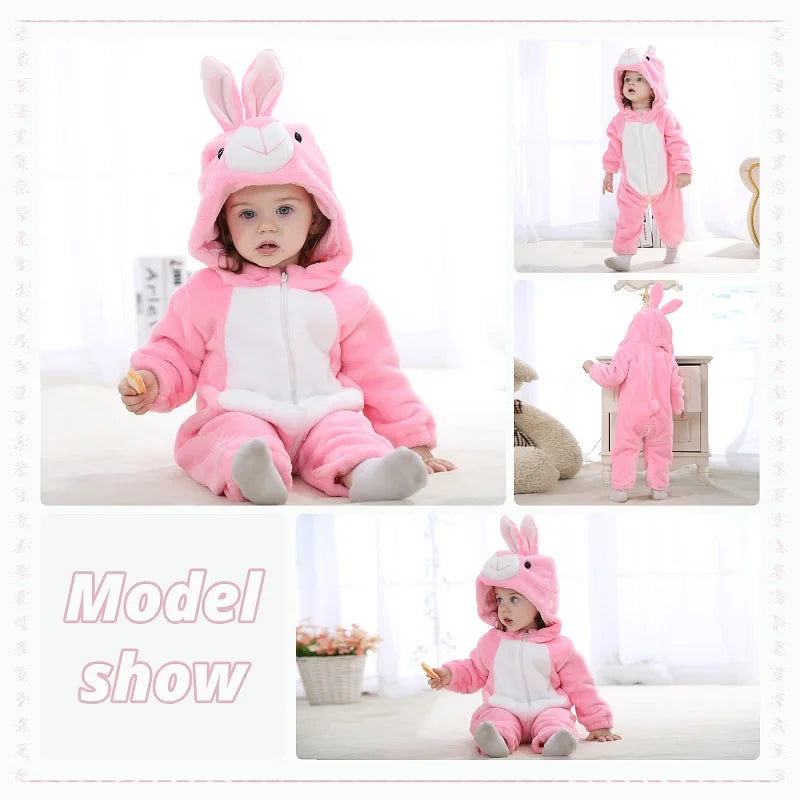 MICHLEY Winter Baby Strampler Mit Kapuze Flanell Cosplay Kleinkind Infant Kleidung Insgesamt Bodys Overall Kostüm Für Kinder Mädchen Junge