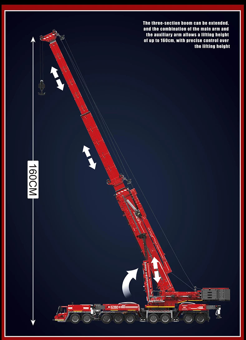 Mould King 17007 17008 Technical Truck Building Block Remote Control Liebherred LTM 11200 Crane Model Kids Christmas Car Toys.