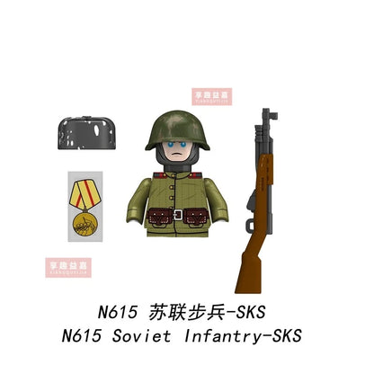 Military affairs Private Soviet Infantry Afrika Korps Building Blocks Model Bricks mini Action toy Figures Toy gift for children.