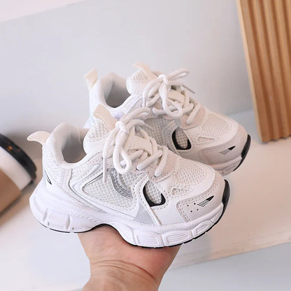 Kids Casual Sports Shoes with Thick Soles Boys Girls Fashion Versatile Sneakers 2024 New Children Mesh Breathable Running Shoes.