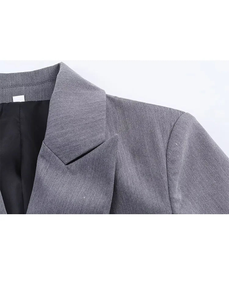 HH Frau Mode Vielseitige Lange Ärmel Zweireiher Tasche Dekoration Blazer + High Street Casual Pendeln Hose 2-teiliges Set