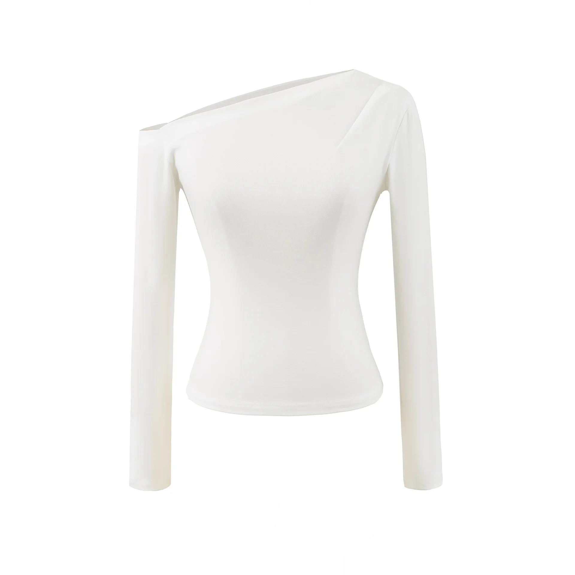 Women Long Sleeve One Shoulder Basic Top Tee Tshirt.