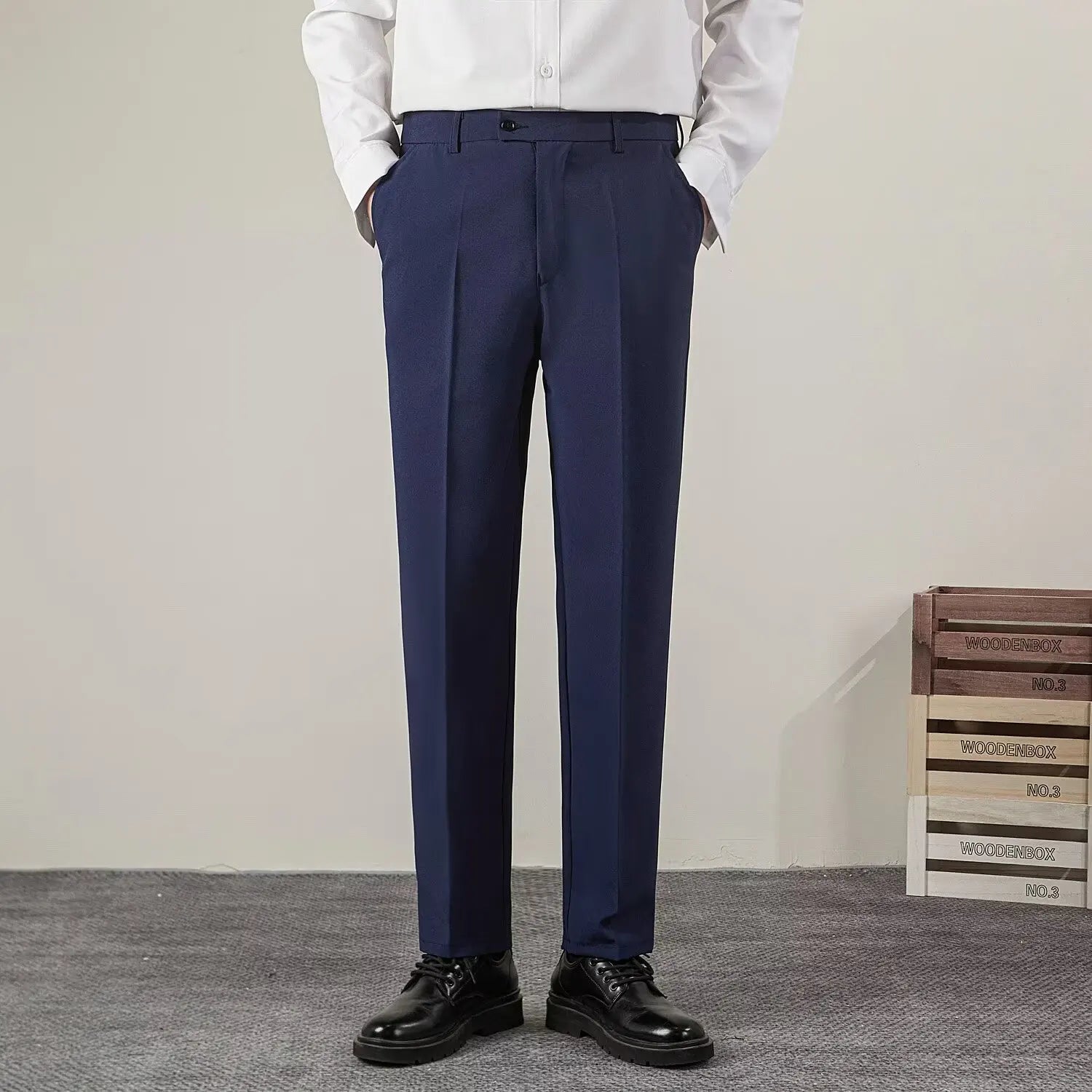 Summer Men's Solid Color Straight Casual Pants Fashion Classic Business Casual Male Brand Clothing Classic Slim Suit Trousers.