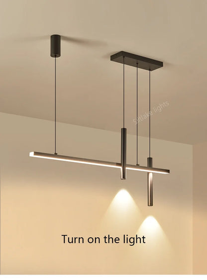 Neue Restaurant Kronleuchter moderne einfache Esszimmer Tisch Bar Lichter lange Streifen Scheinwerfer kreative Designer Pendelleuchten