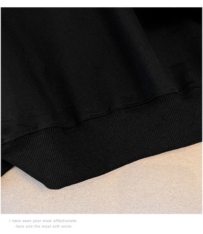170 kg Plus Size Damen-Büste 170 Frühling Herbst Loose Diamond Collared Sweatshirt Schwarz 4XL 5XL 6XL 7XL 8XL 9XL