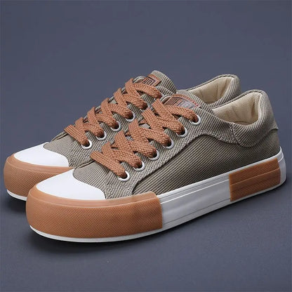 Men Canvas Shoes Casual Lace Up Sneakers Summer Fashion Breathable Vulcanize Shoes Rubber Flats Outdoor Autumn Casual Man Shoes.
