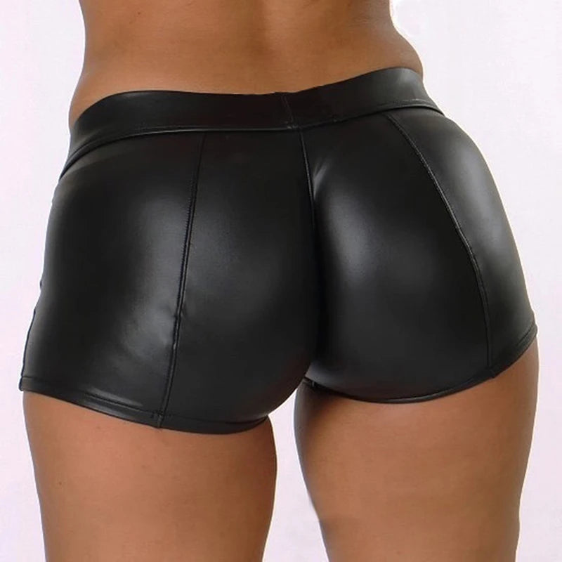 Leather Shorts Women High Waist Bodycon Push Up Black Short Joggers Sports Fitness Womens Sexy Slim Shorts Spodenki Damskie.