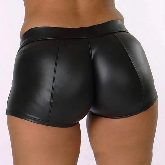 Leather Shorts Women High Waist Bodycon Push Up Black Short Joggers Sports Fitness Womens Sexy Slim Shorts Spodenki Damskie.