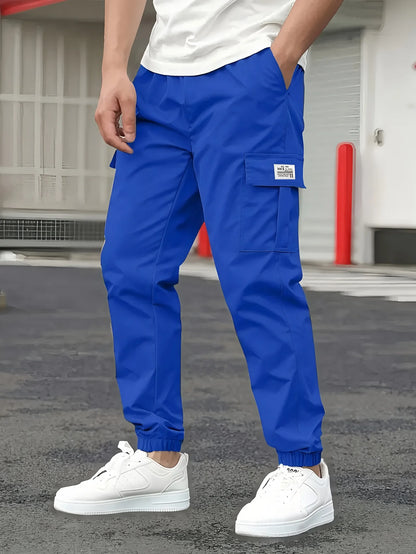 Men's Cargo Pants Sweatpants Outdoor Bunched Long Trousers  Casual Autumn Multi-Pocket Durable Workwear Male Trousers.