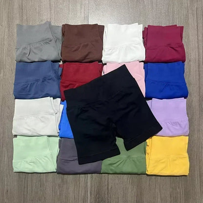 Women's New Yoga Shorts Three-quarter Pants Peach Hip Lift Belly Belly Outside To Wear Running High Waist Sports Fitness Shorts.