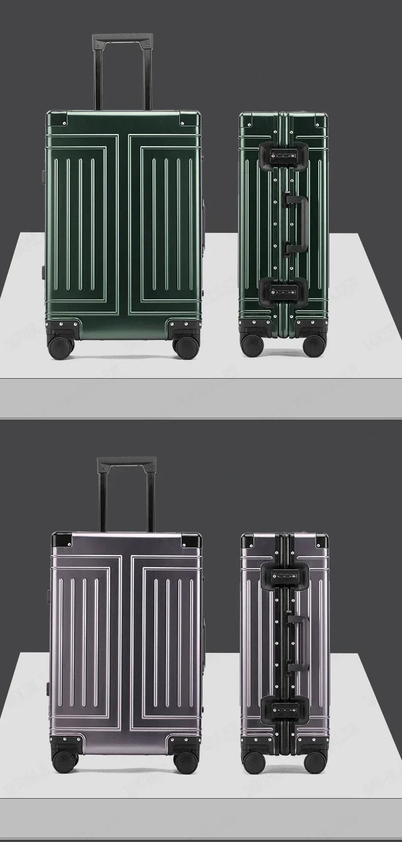 Trolley Box Rollgepäck Silber Koffer mit hoher Kapazität Koffer aus Aluminium-Magnesium-Legierung Universalrad