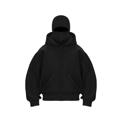 2025 Autumn Men Balaclava Y2K Gothic Harajuku Winter New Item Double Hooded Sweatshirt Men's Hooded Mask Zipper Sportswear Women.